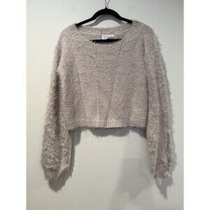 Somedays Lovin Sweater Womens XS Grey Fuzzy Cropped Minimal Dopamine Capsule